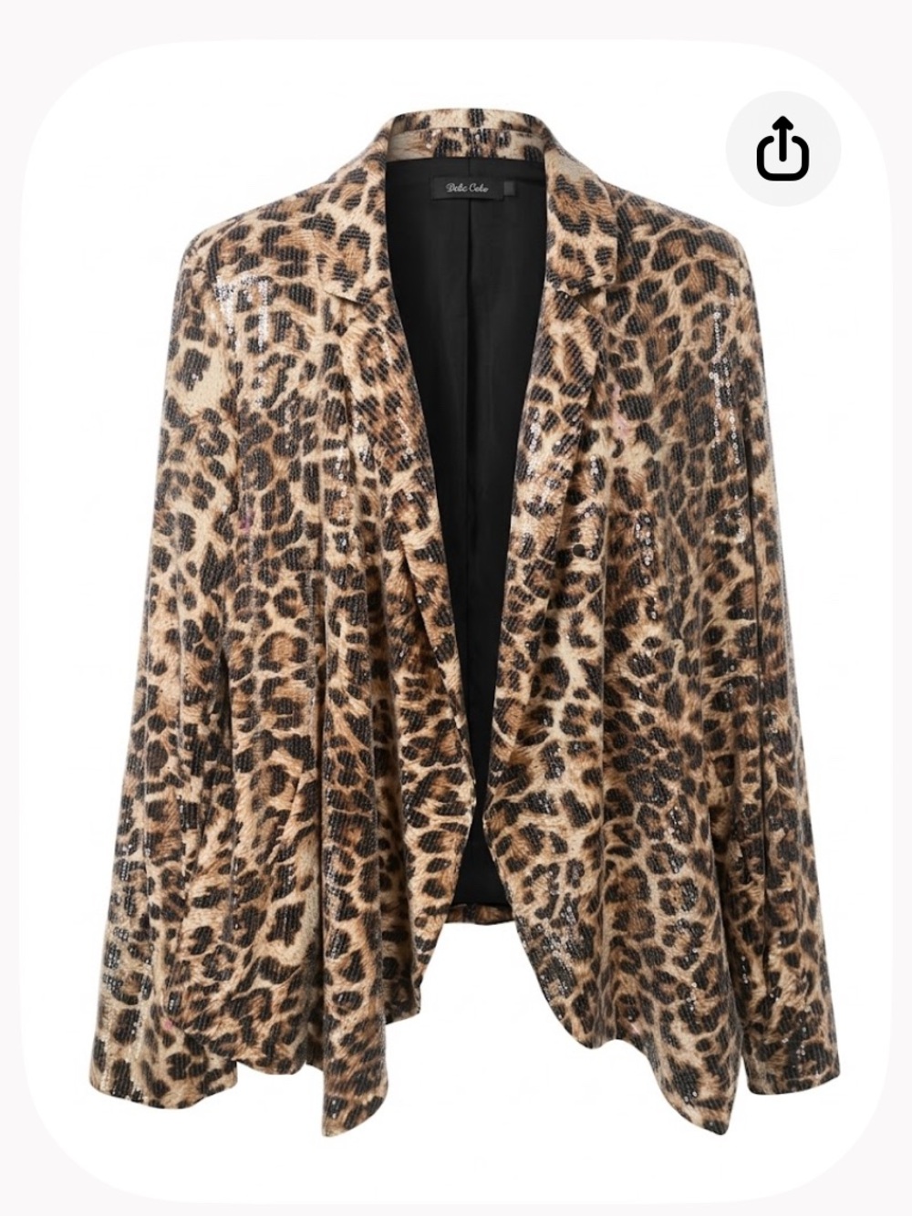 Dolce Cabo Leopard Sequin Blazer Jacket - Brown/Black SZ XL